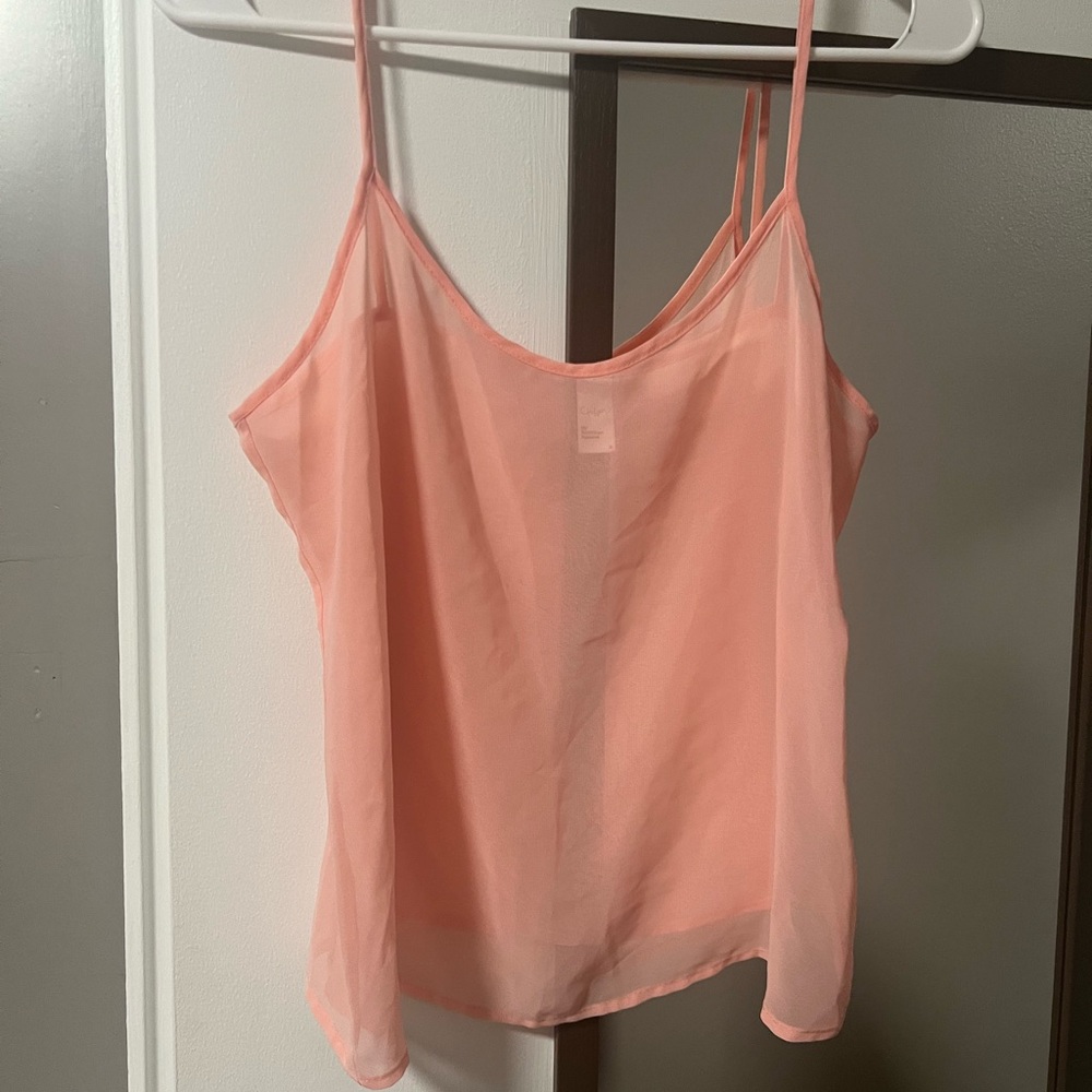 American apparel Sheer Spaghetti Strap Cami Tank - Peach Pink